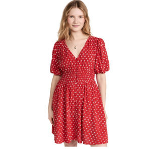 Madewell Women's Red Bandana Flower Sophia Mini Dress Size Large